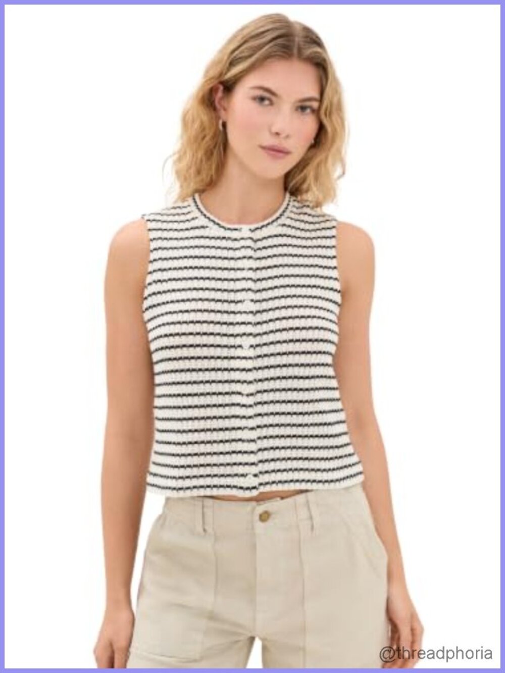 Madewell Textured-Knit Button-Front Shell Top - Cotton Blend Sleeveless
